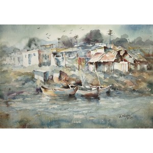Abdul Hayee, 15 x 22 inch, Watercolor on Paper, Seascape Painting, AC-AHY-034